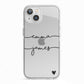 Personalised Black Couples Two Names Heart iPhone 13 TPU Impact Case with White Edges