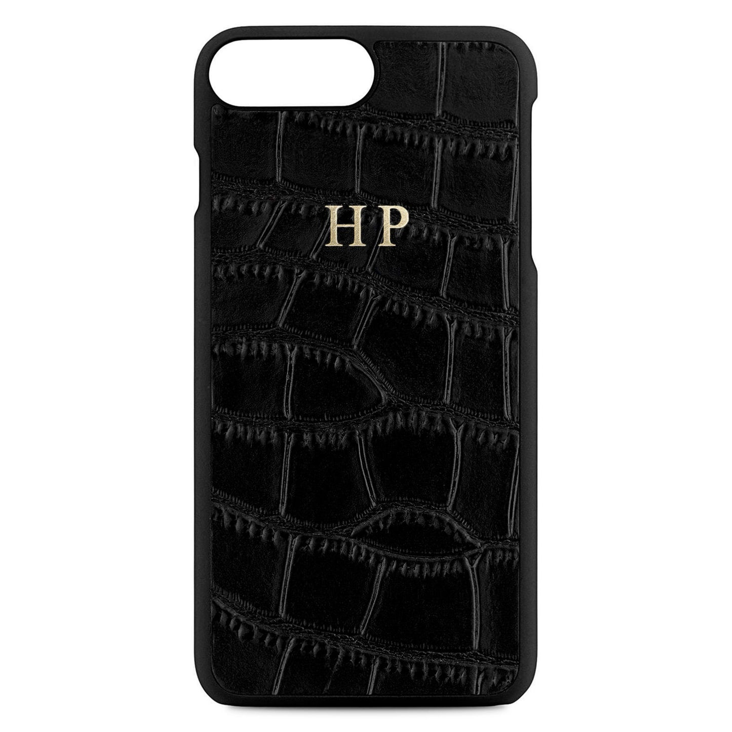 Personalised Black Croc Leather iPhone 8 Plus Case