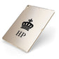 Personalised Black Crown Initials Clear Apple iPad Case on Gold iPad Side View