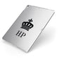 Personalised Black Crown Initials Clear Apple iPad Case on Silver iPad Side View