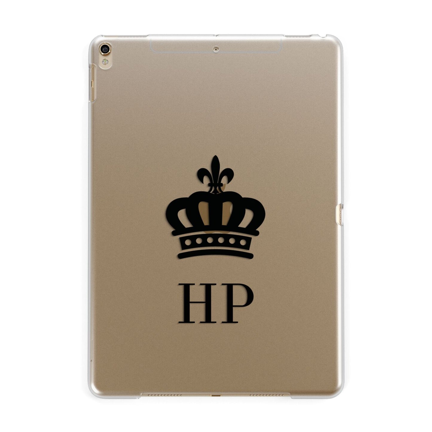 Personalised Black Crown Initials Clear Apple iPad Gold Case