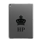Personalised Black Crown Initials Clear Apple iPad Grey Case