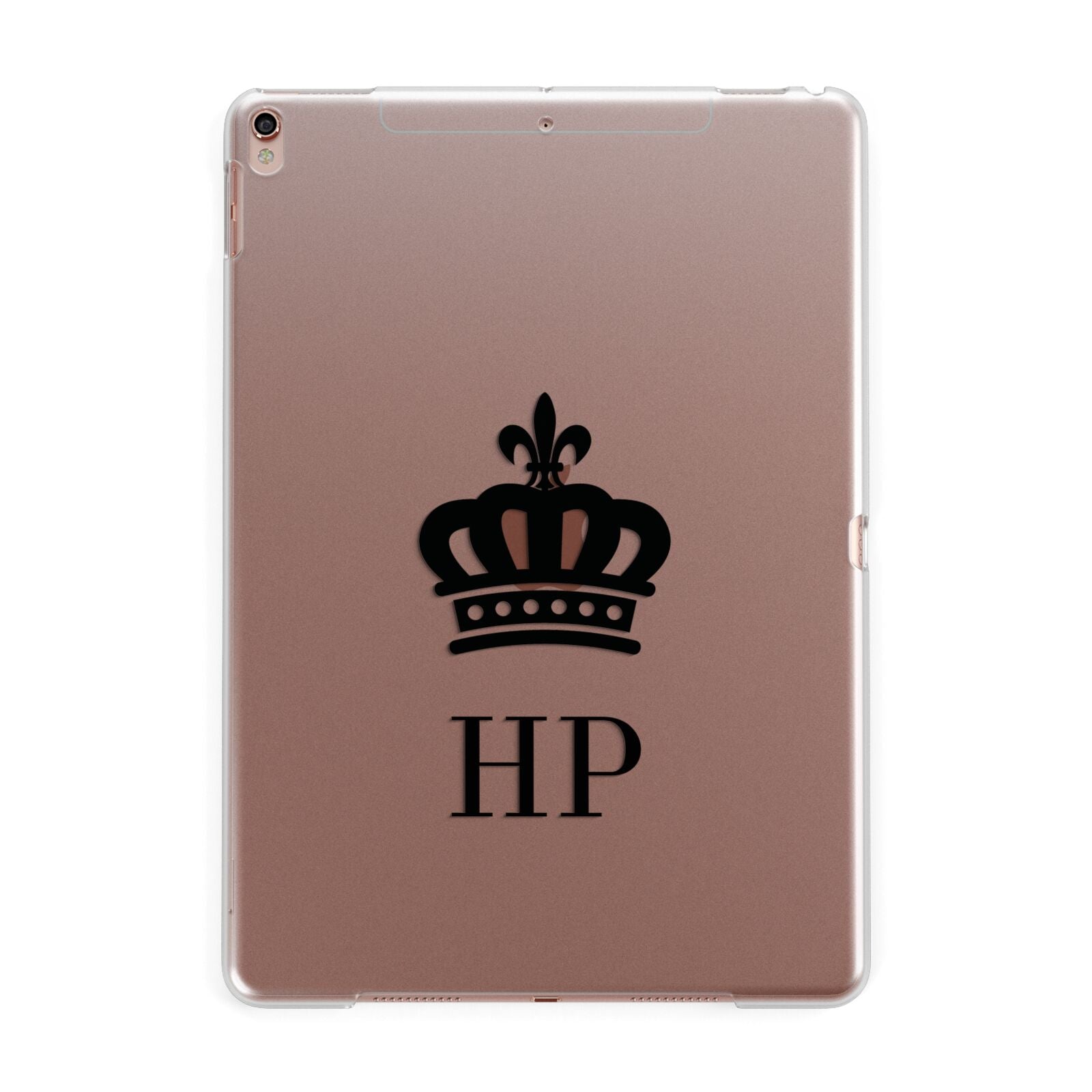 Personalised Black Crown Initials Clear Apple iPad Rose Gold Case