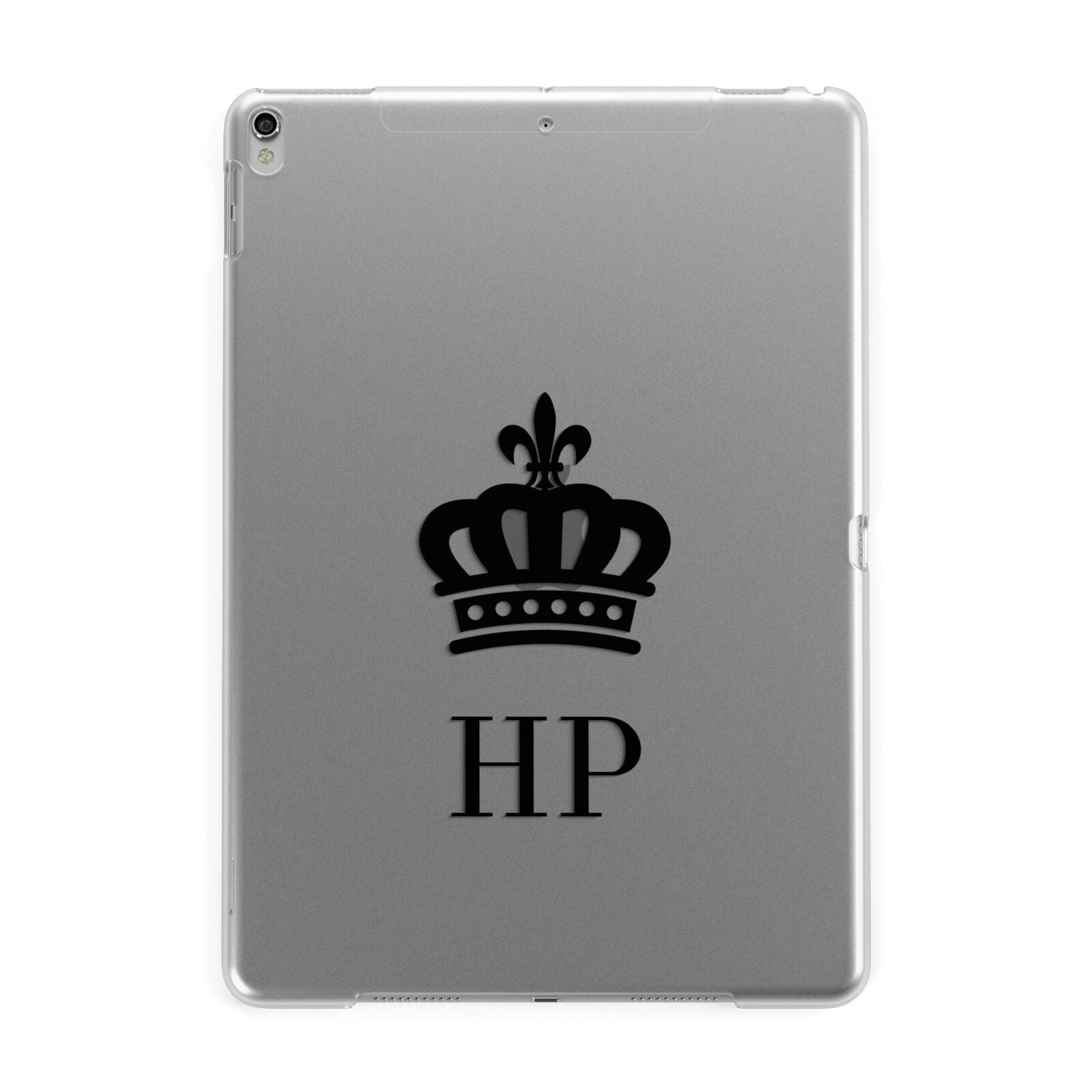 Personalised Black Crown Initials Clear Apple iPad Silver Case