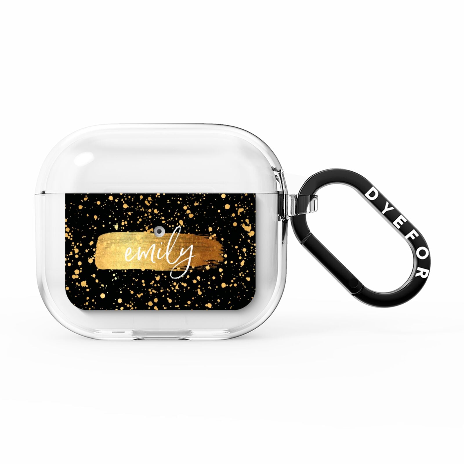 Personalised Black Gold Ink Splat Name AirPods Clear Case 3rd Gen