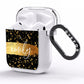 Personalised Black Gold Ink Splat Name AirPods Clear Case Side Image