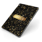 Personalised Black Gold Ink Splat Name Apple iPad Case on Grey iPad Side View