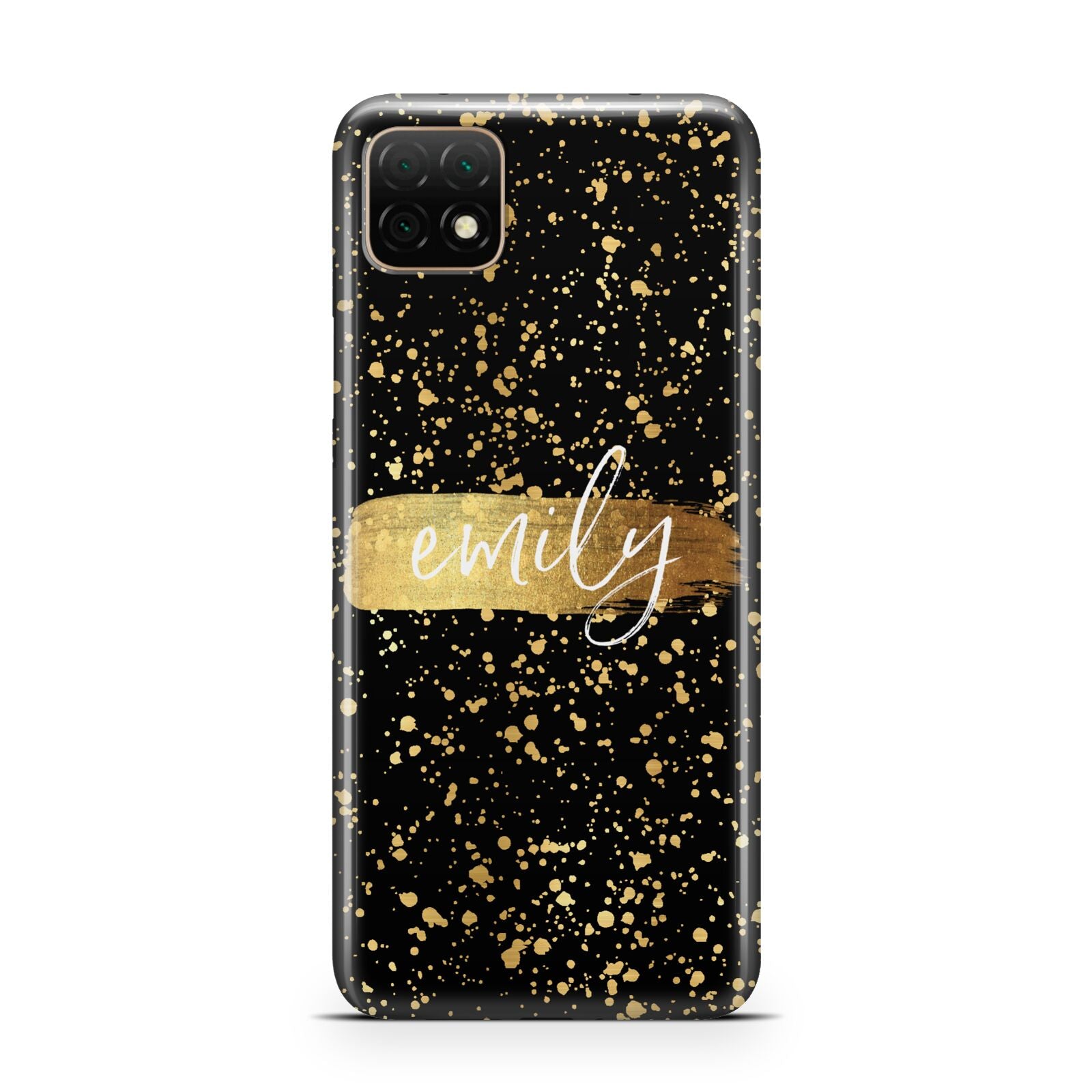 Personalised Black Gold Ink Splat Name Huawei Enjoy 20 Phone Case