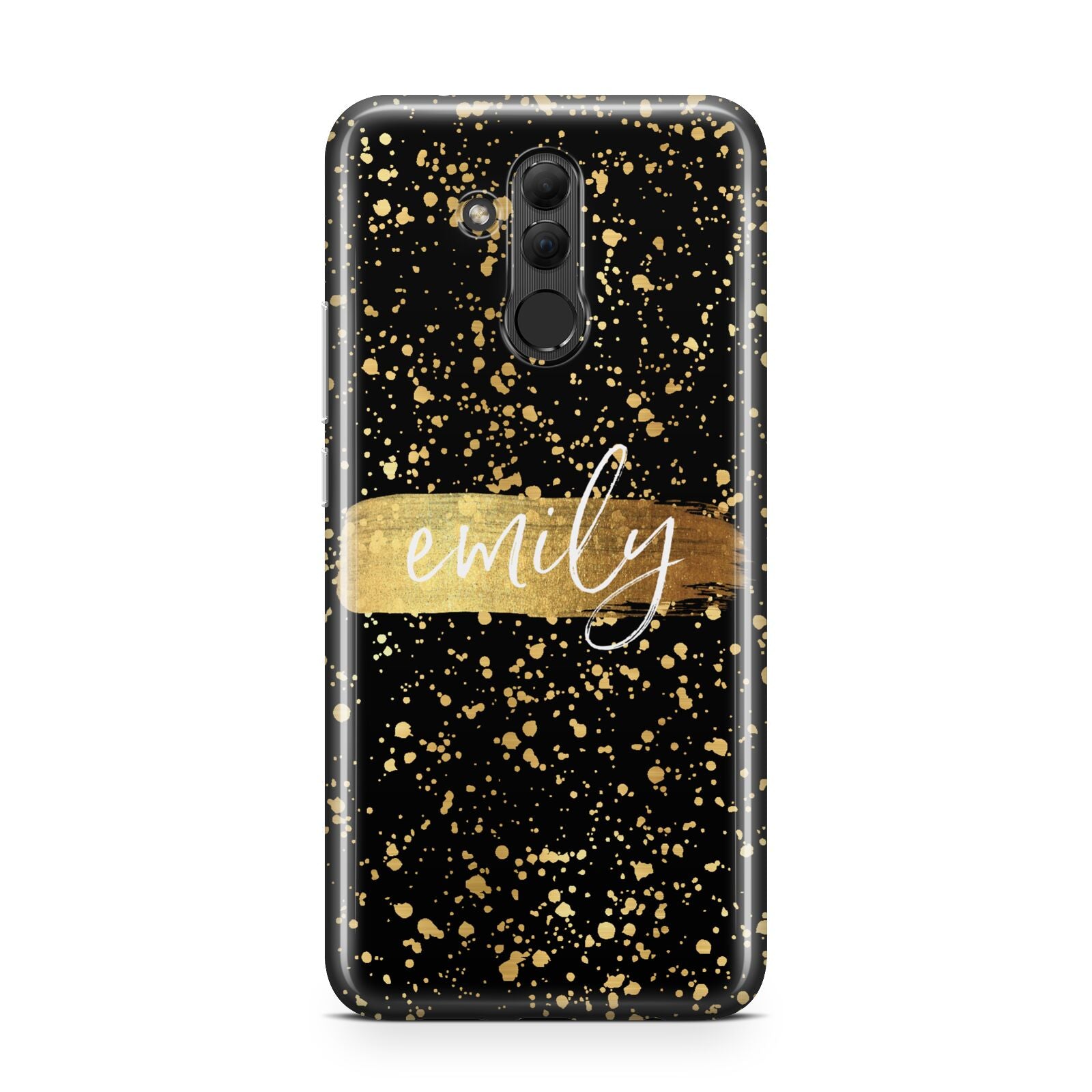 Personalised Black Gold Ink Splat Name Huawei Mate 20 Lite