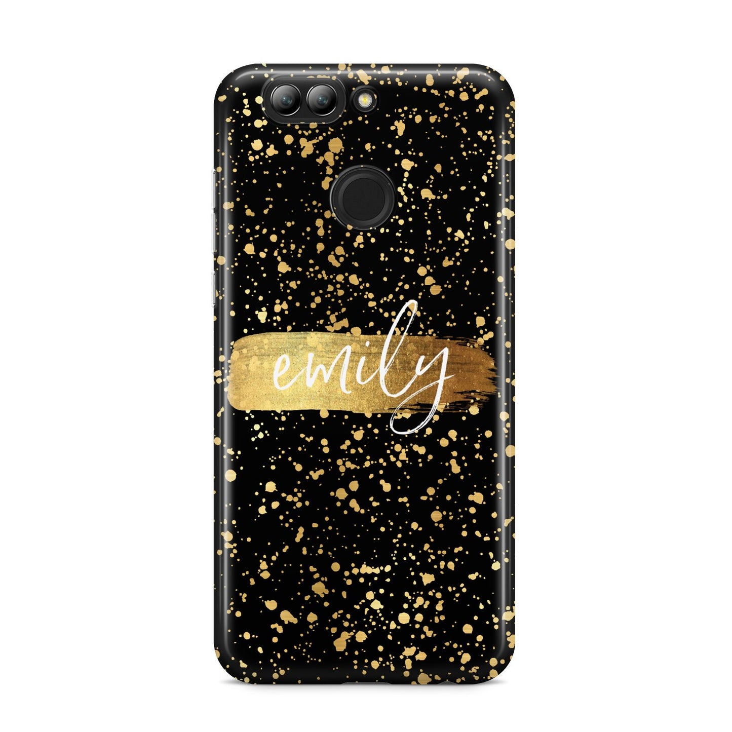 Personalised Black Gold Ink Splat Name Huawei Nova 2s Phone Case