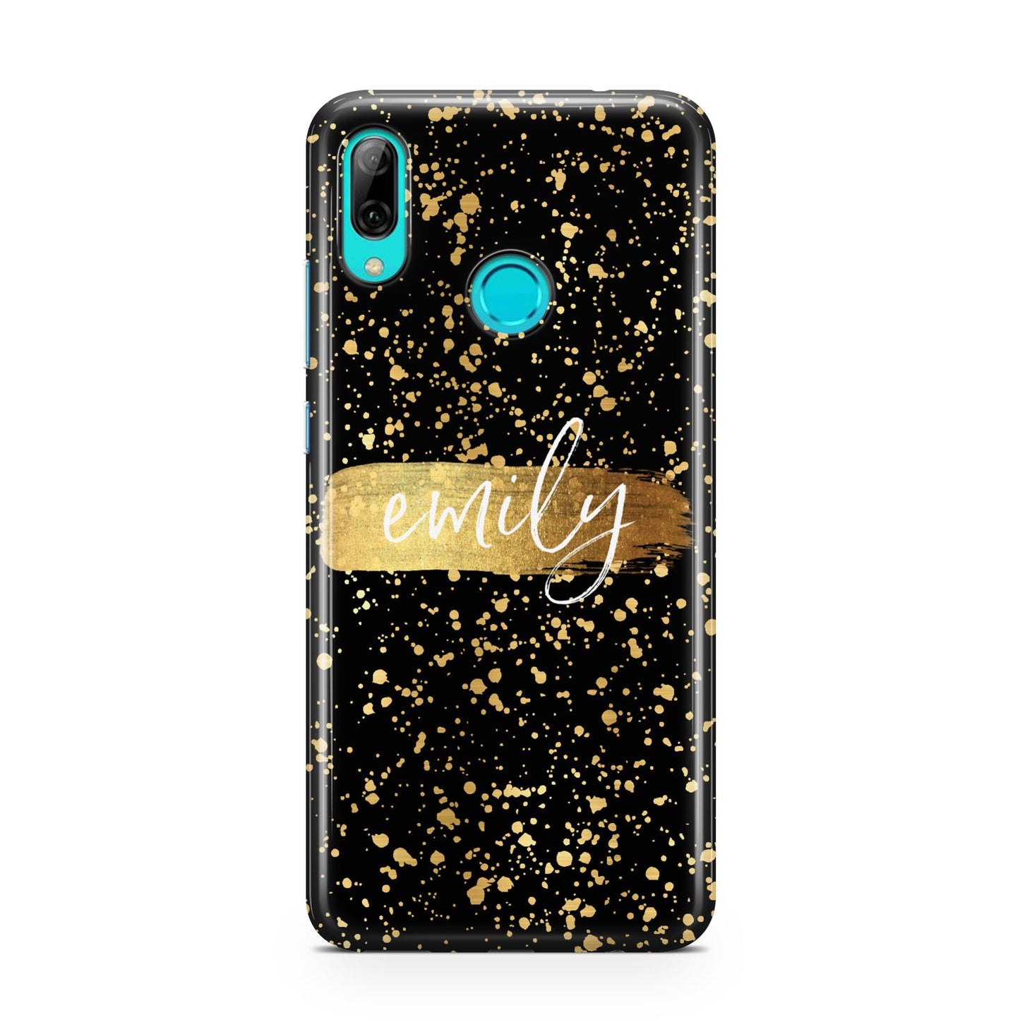 Personalised Black Gold Ink Splat Name Huawei P Smart 2019 Case