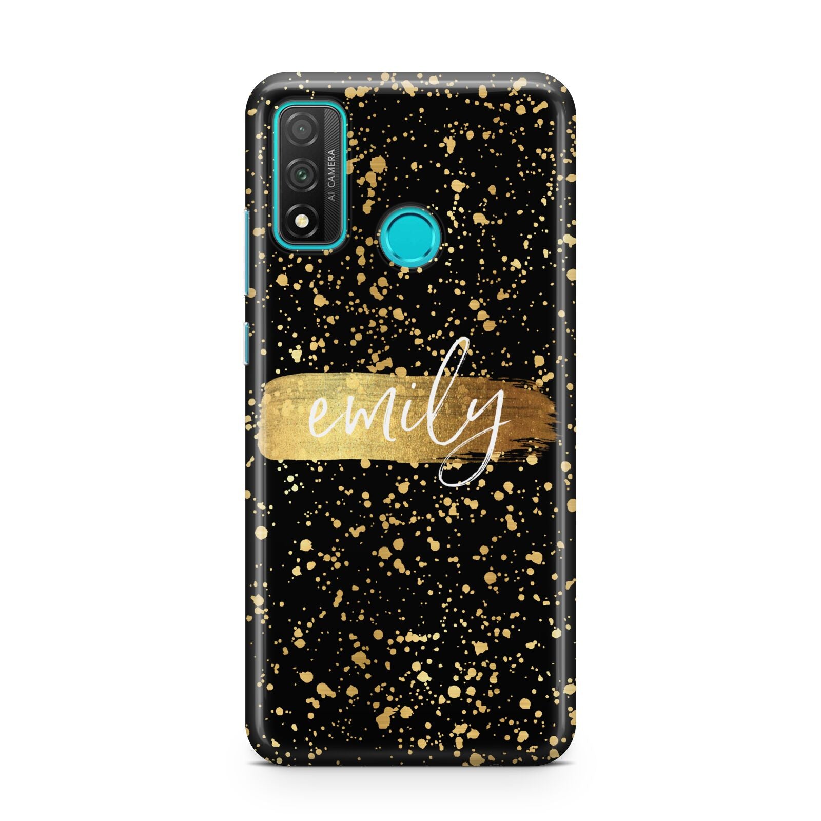 Personalised Black Gold Ink Splat Name Huawei P Smart 2020