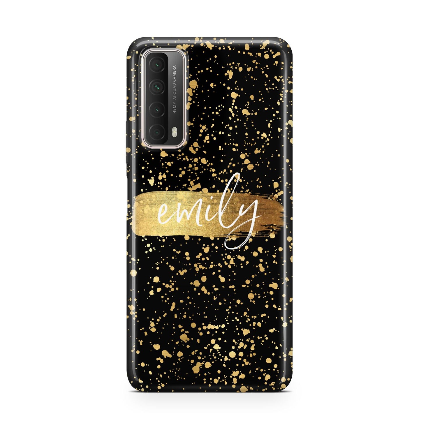 Personalised Black Gold Ink Splat Name Huawei P Smart 2021