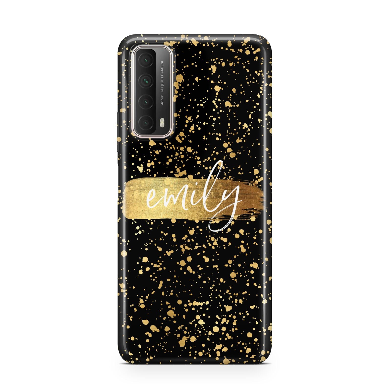 Personalised Black Gold Ink Splat Name Huawei P Smart 2021