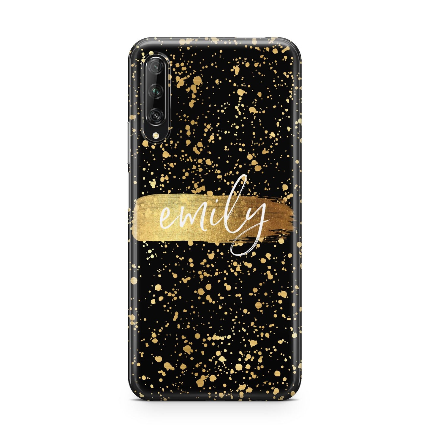 Personalised Black Gold Ink Splat Name Huawei P Smart Pro 2019