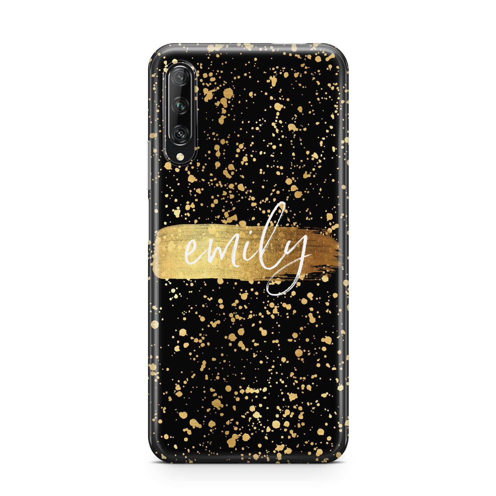 Personalised Black Gold Ink Splat Name Huawei P Smart Pro 2019