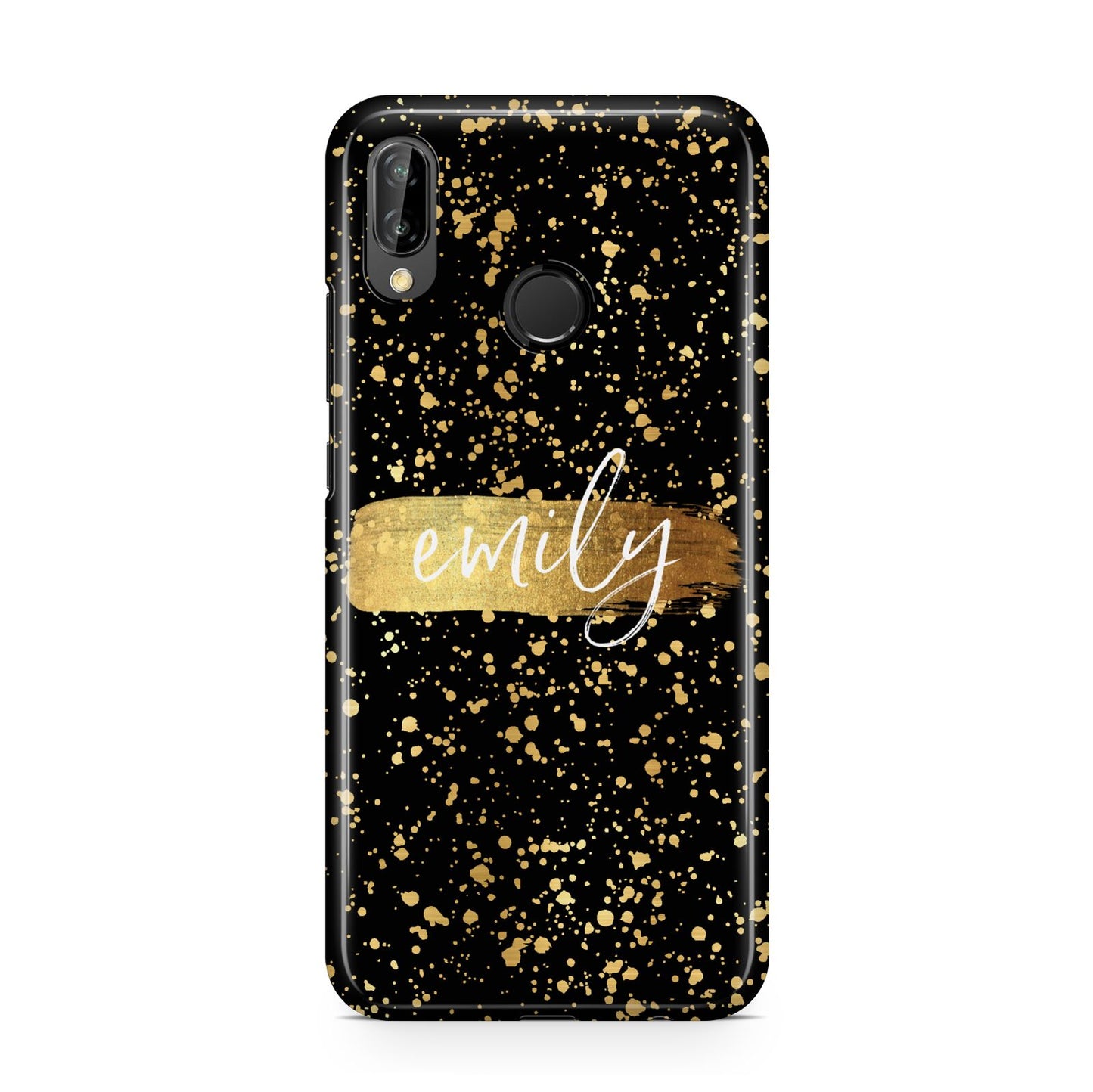 Personalised Black Gold Ink Splat Name Huawei P20 Lite Phone Case