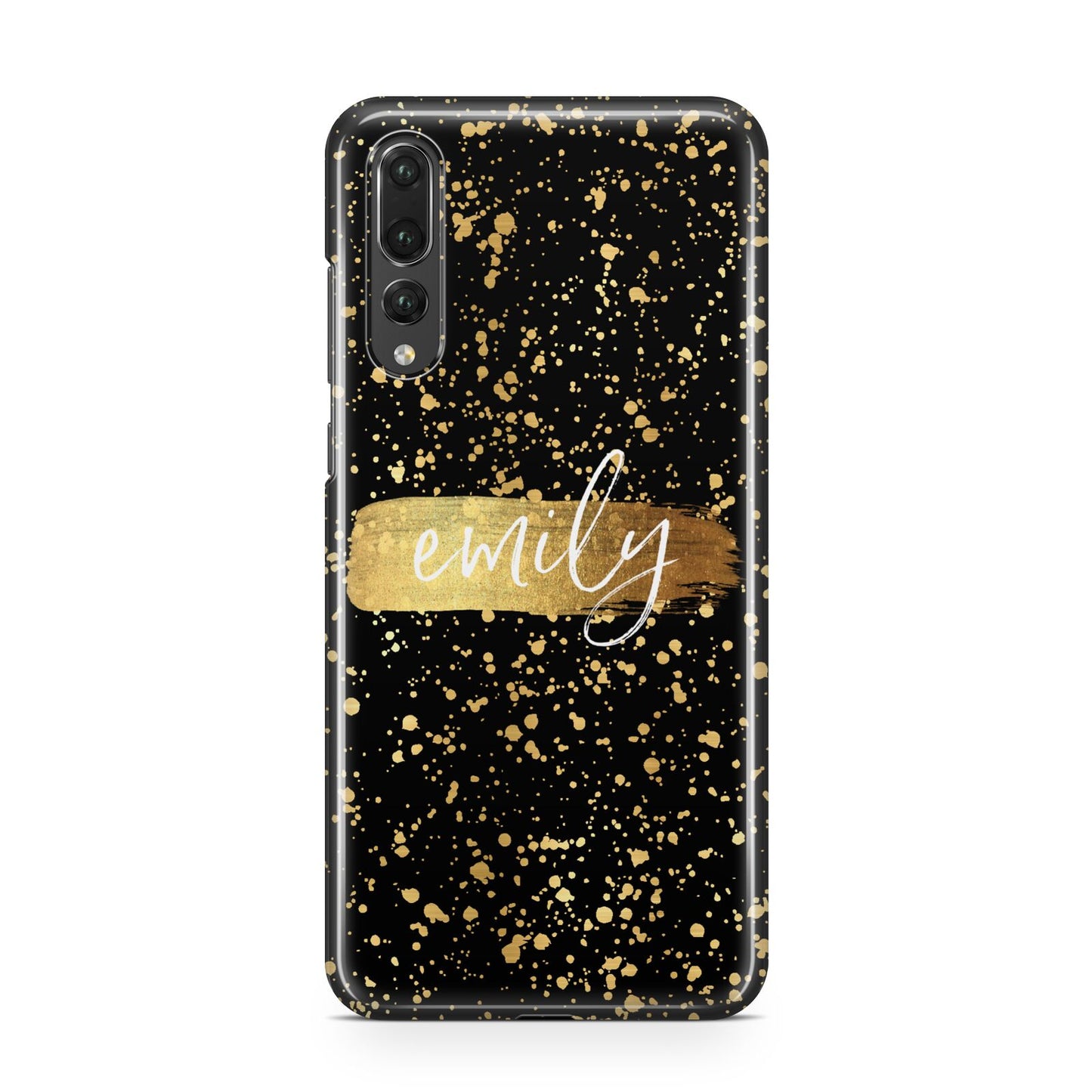 Personalised Black Gold Ink Splat Name Huawei P20 Pro Phone Case