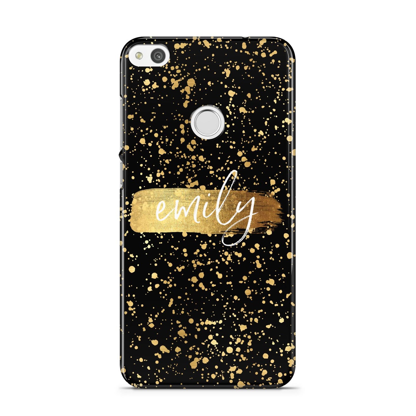 Personalised Black Gold Ink Splat Name Huawei P8 Lite Case