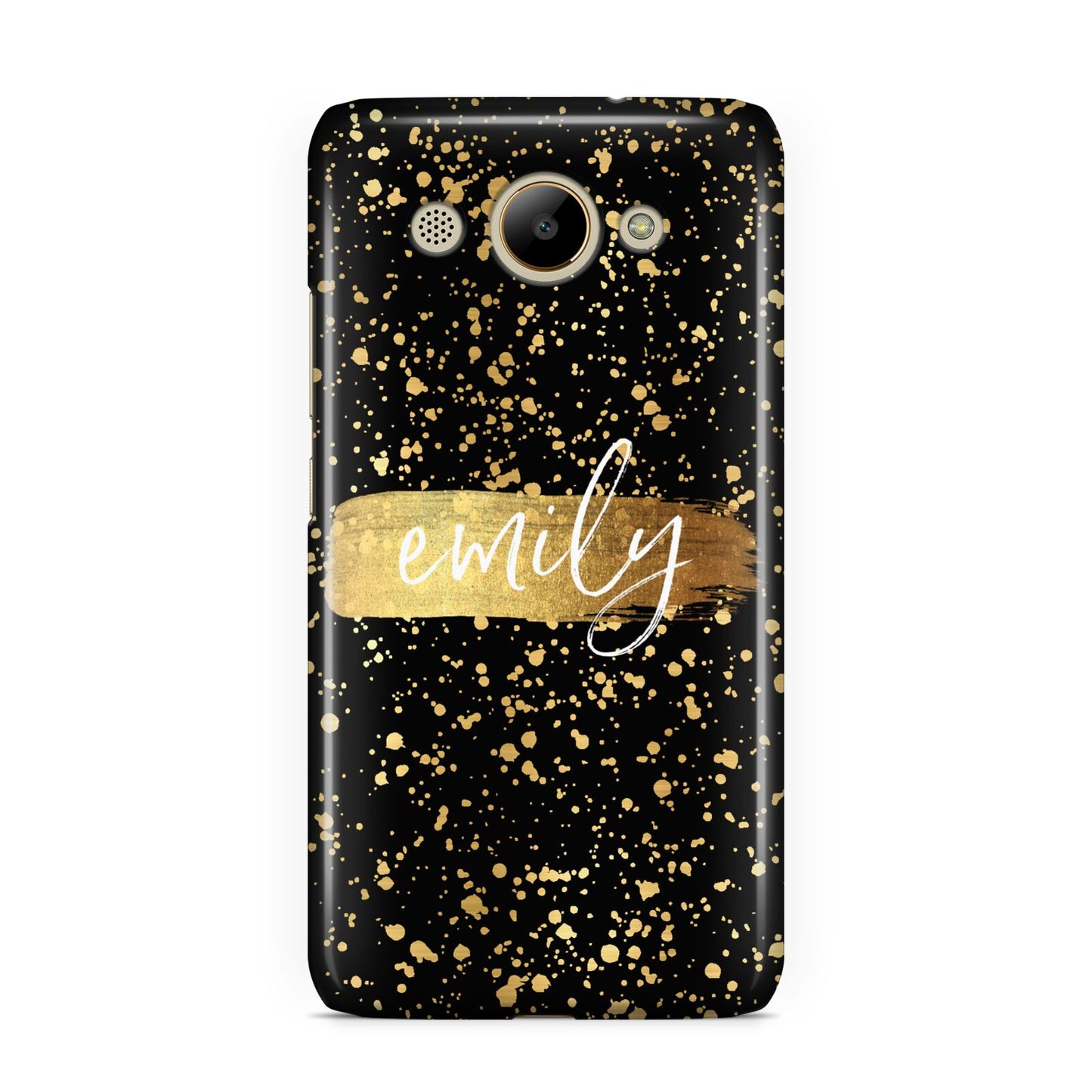 Personalised Black Gold Ink Splat Name Huawei Y3 2017