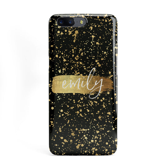 Personalised Black Gold Ink Splat Name OnePlus Case