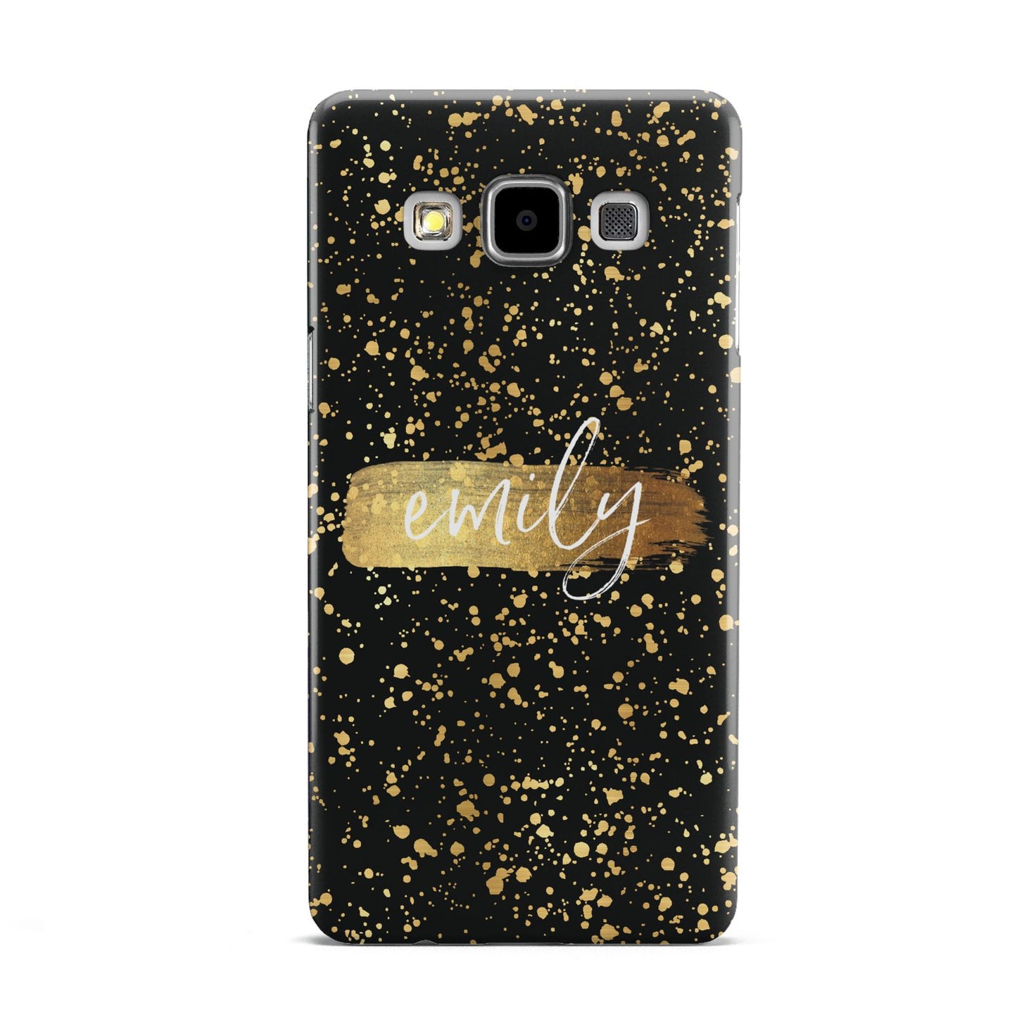 Personalised Black Gold Ink Splat Name Samsung Galaxy A5 Case