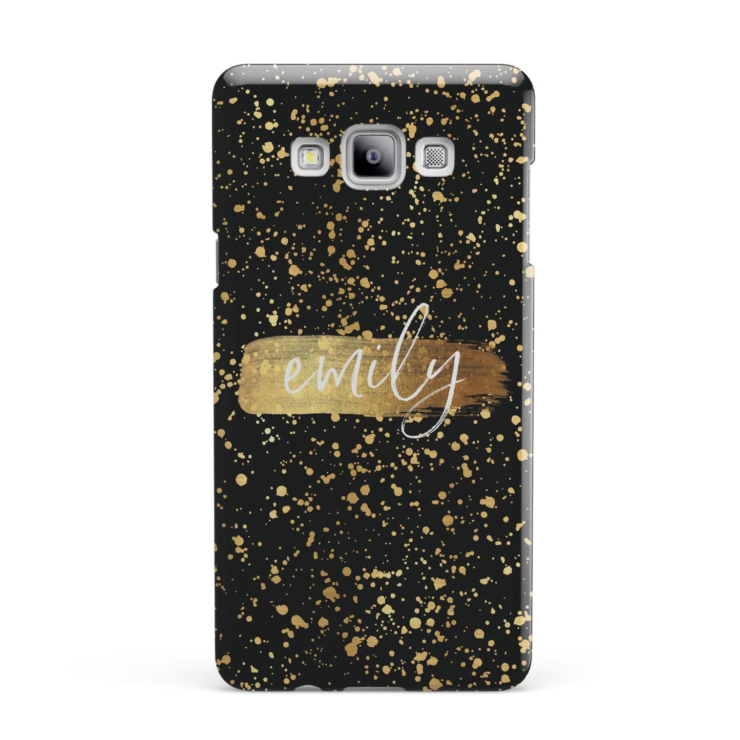Personalised Black Gold Ink Splat Name Samsung Galaxy A7 2015 Case