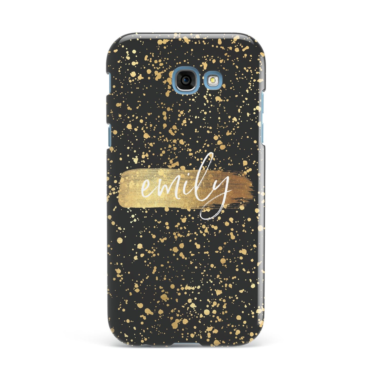 Personalised Black Gold Ink Splat Name Samsung Galaxy A7 2017 Case