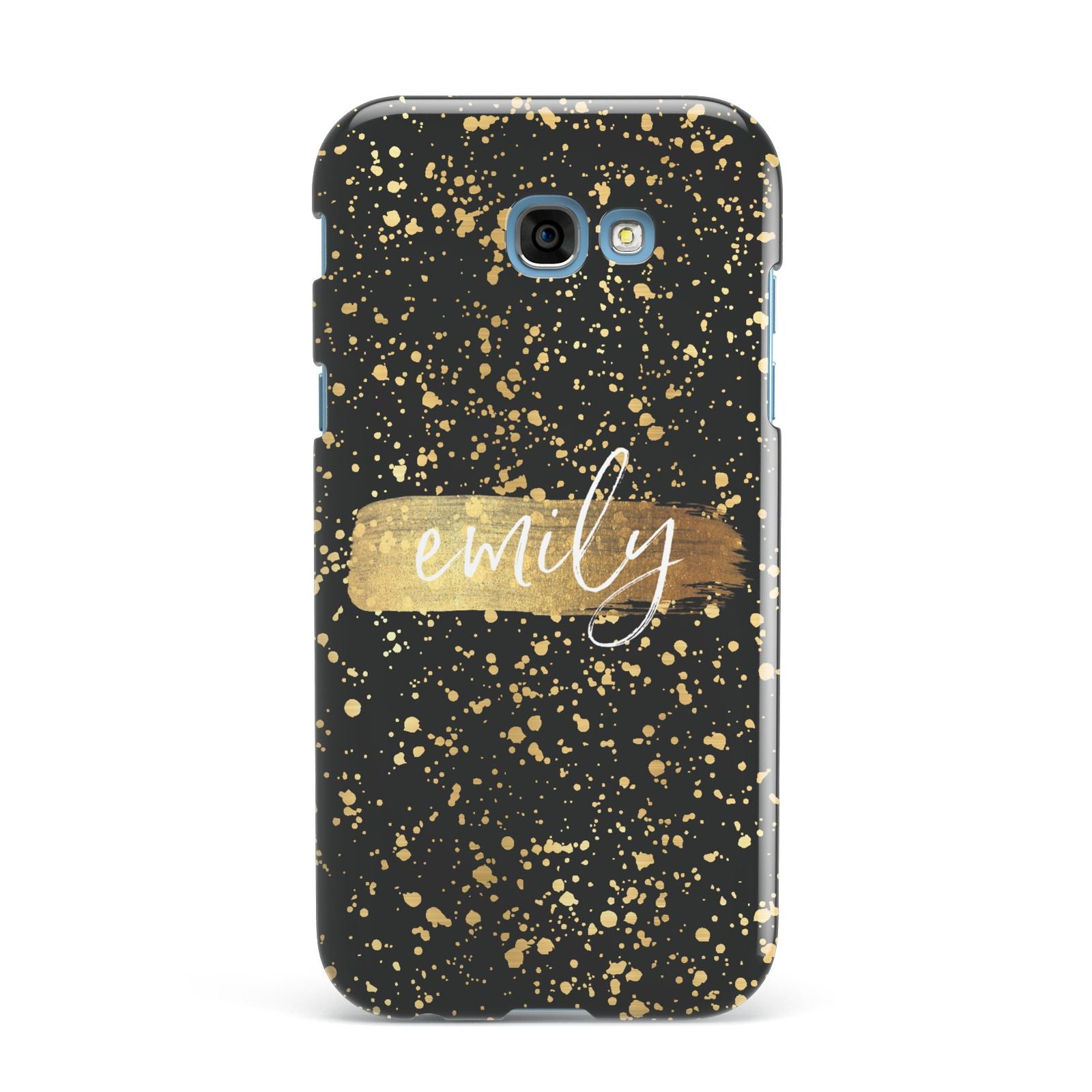 Personalised Black Gold Ink Splat Name Samsung Galaxy A7 2017 Case