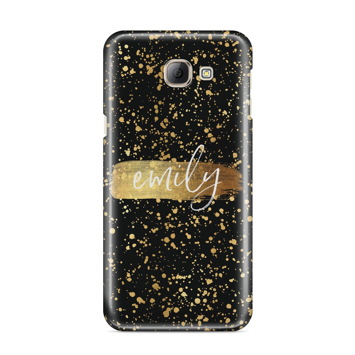 Personalised Black Gold Ink Splat Name Samsung Galaxy A8 2016 Case
