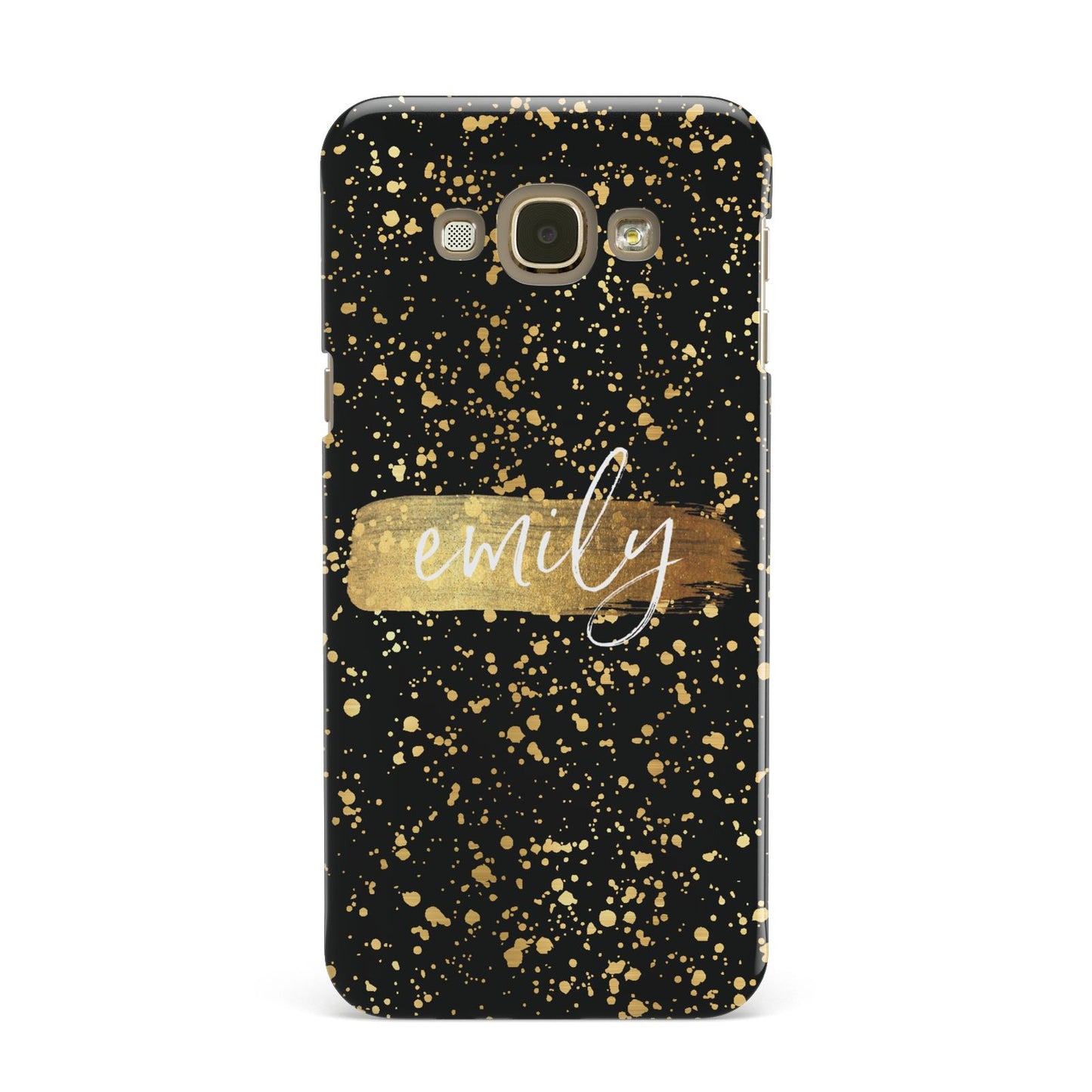 Personalised Black Gold Ink Splat Name Samsung Galaxy A8 Case