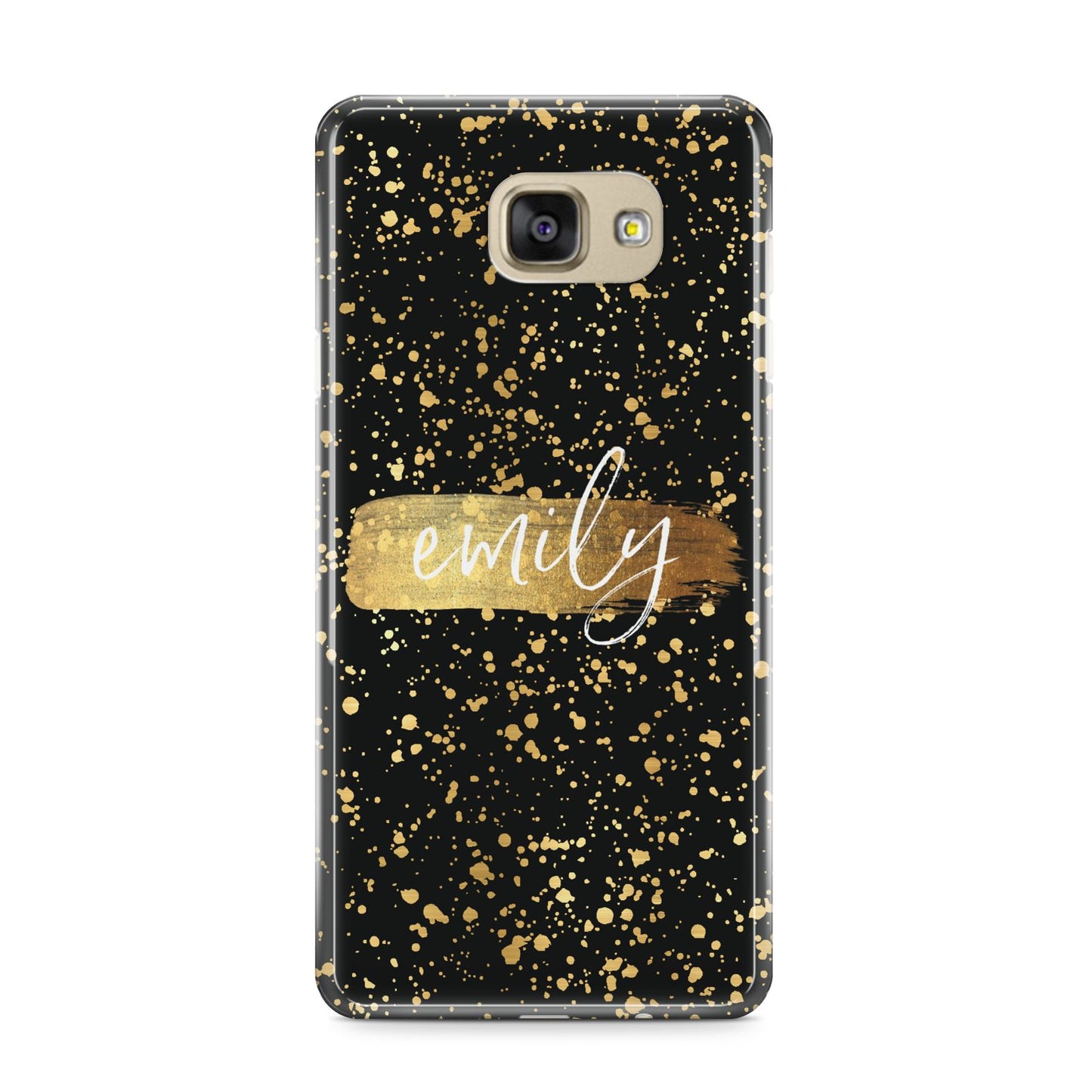 Personalised Black Gold Ink Splat Name Samsung Galaxy A9 2016 Case on gold phone