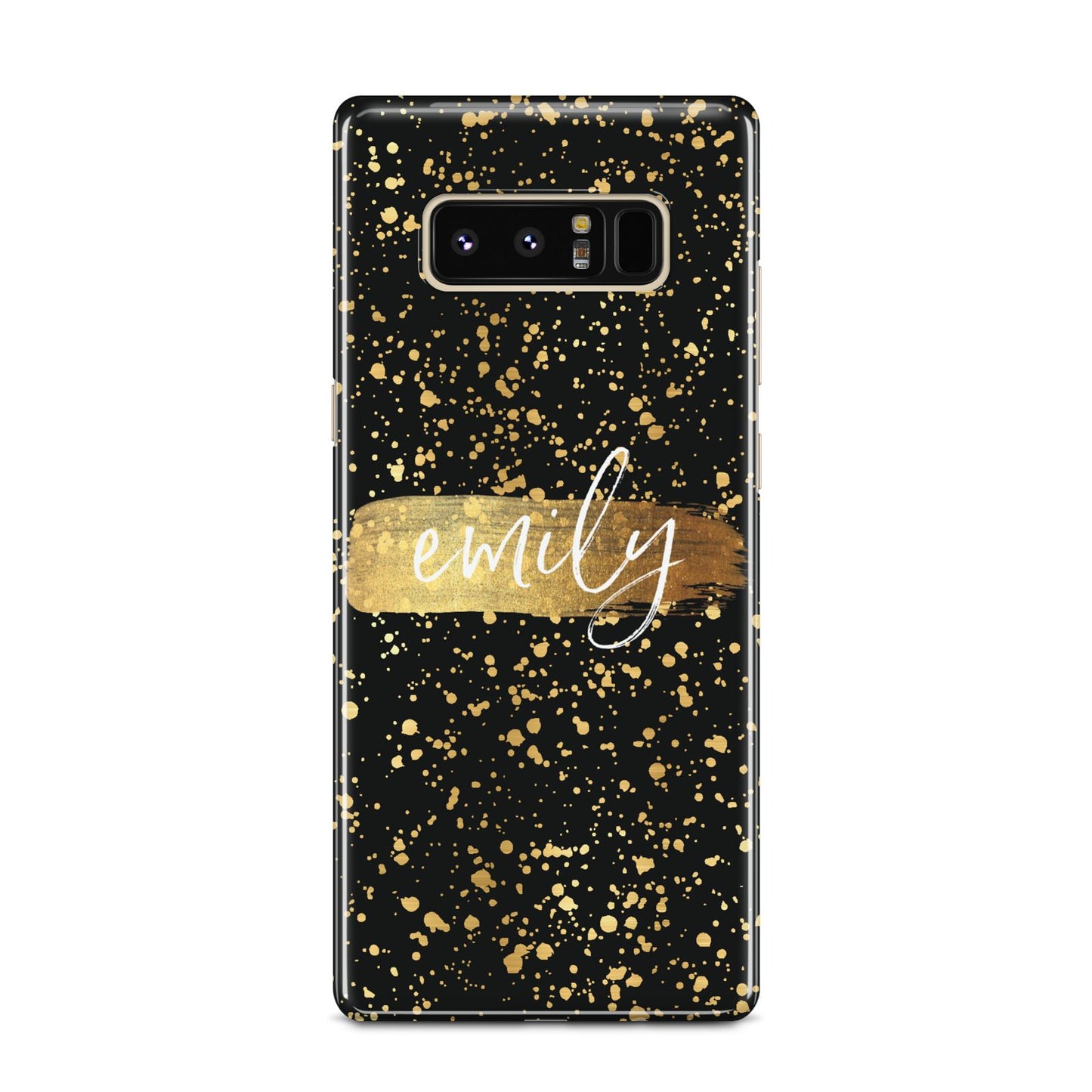 Personalised Black Gold Ink Splat Name Samsung Galaxy Note 8 Case