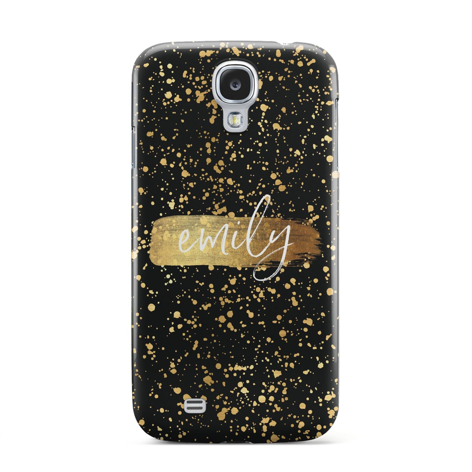 Personalised Black Gold Ink Splat Name Samsung Galaxy S4 Case