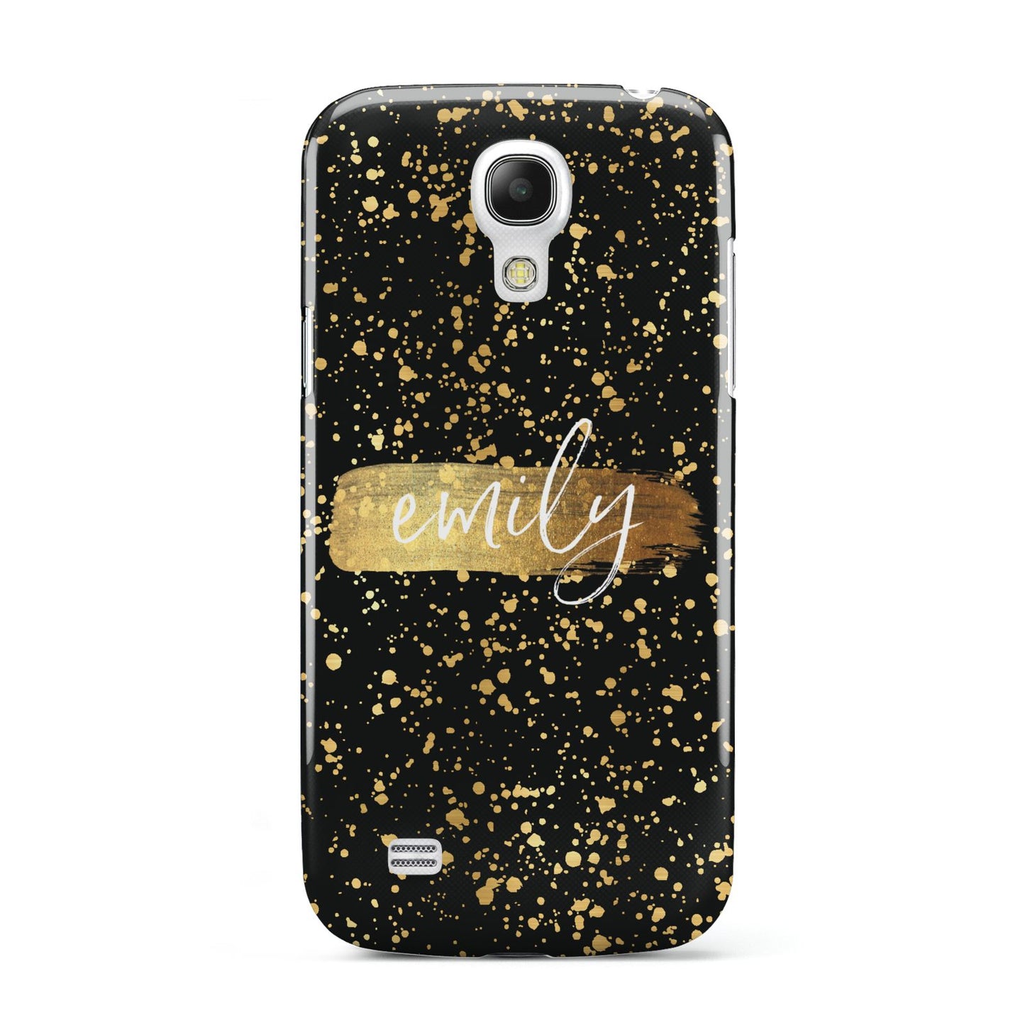Personalised Black Gold Ink Splat Name Samsung Galaxy S4 Mini Case