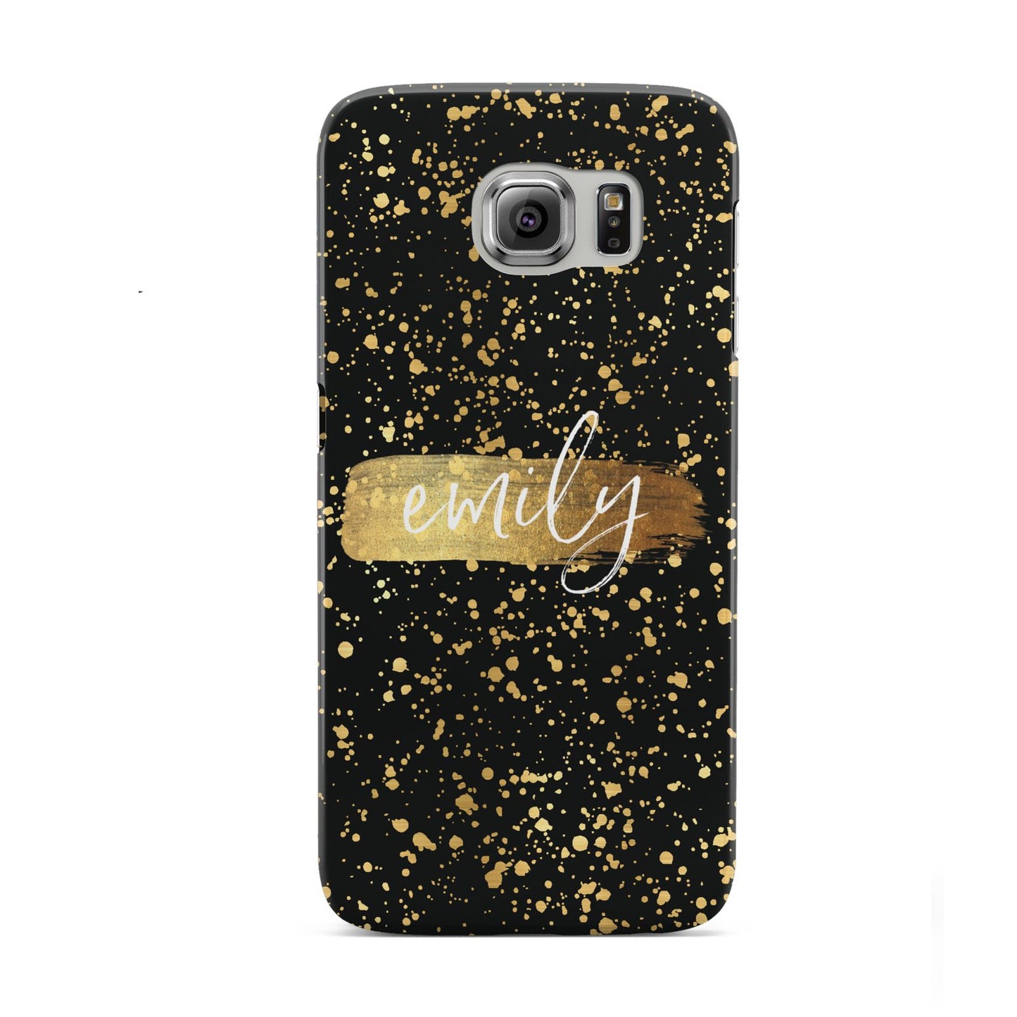 Personalised Black Gold Ink Splat Name Samsung Galaxy S6 Case