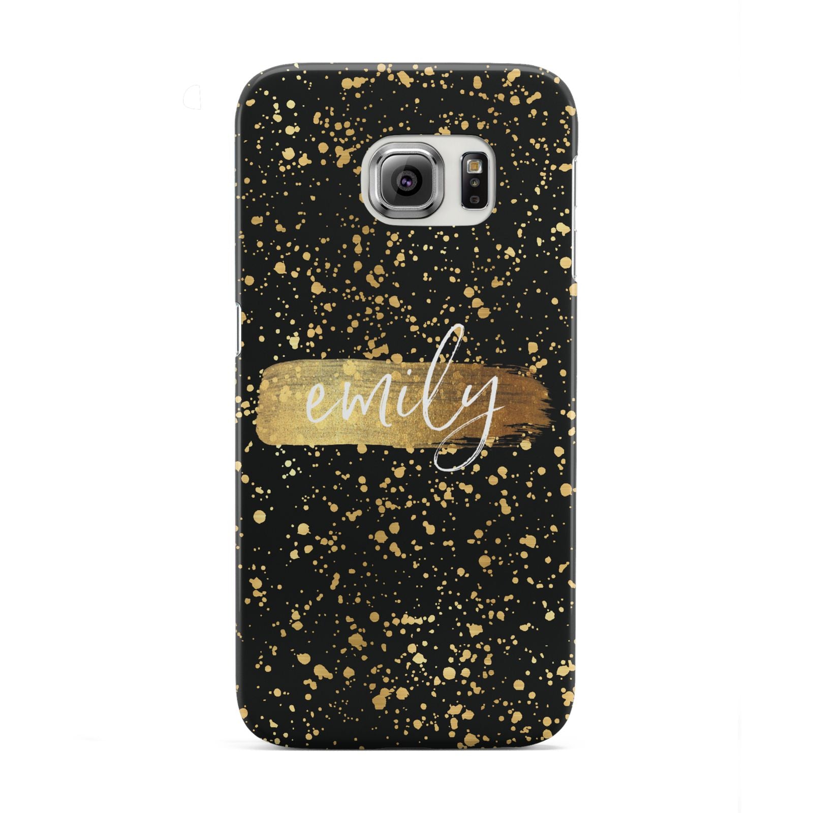 Personalised Black Gold Ink Splat Name Samsung Galaxy S6 Edge Case