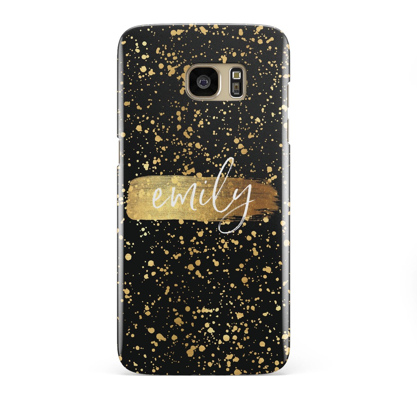 Personalised Black Gold Ink Splat Name Samsung Galaxy S7 Edge Case