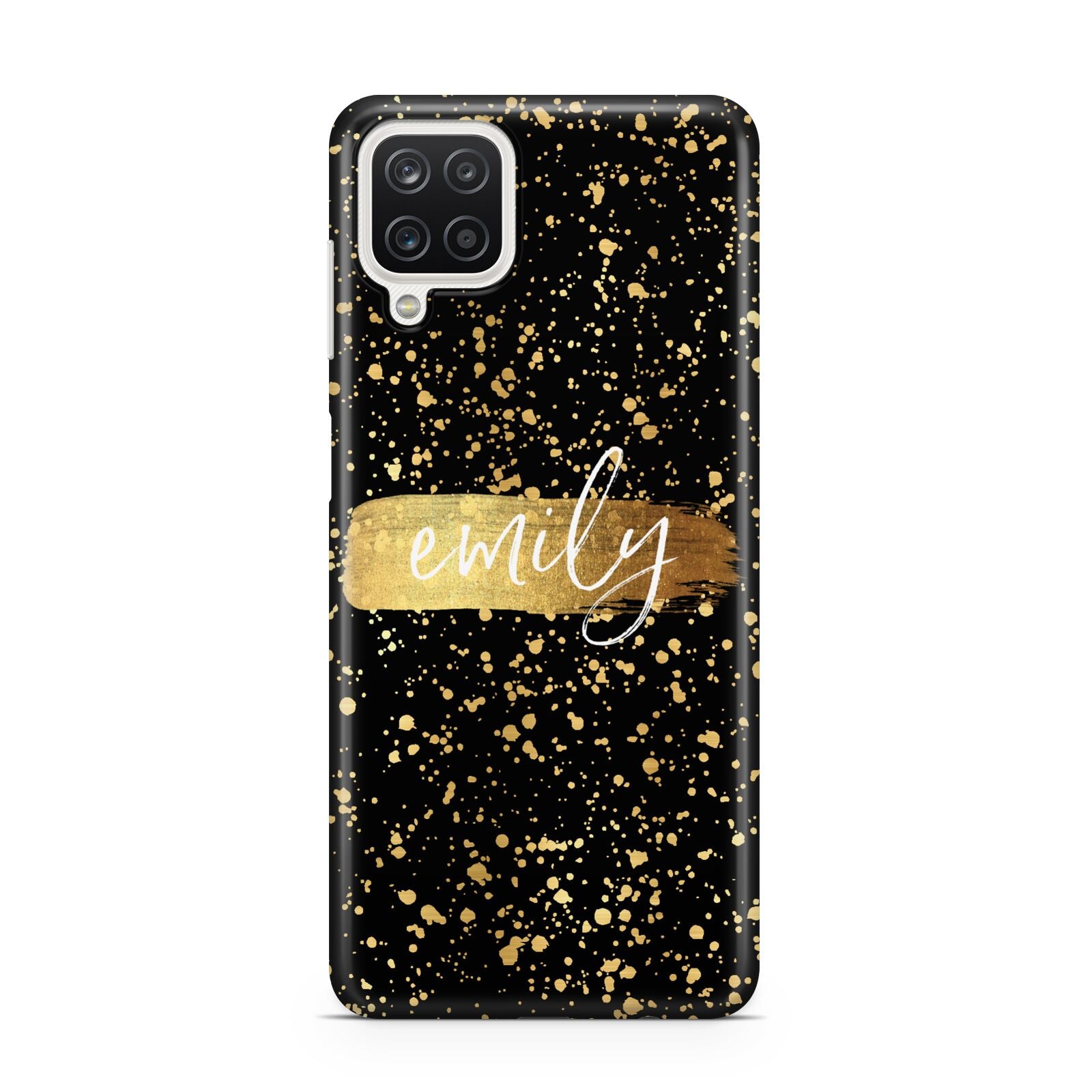 Personalised Black Gold Ink Splat Name Samsung M12 Case