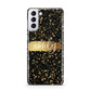 Personalised Black Gold Ink Splat Name Samsung S21 Plus Phone Case