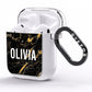 Personalised Black Gold Marble Name AirPods Clear Case Side Image