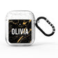 Personalised Black Gold Marble Name AirPods Glitter Case