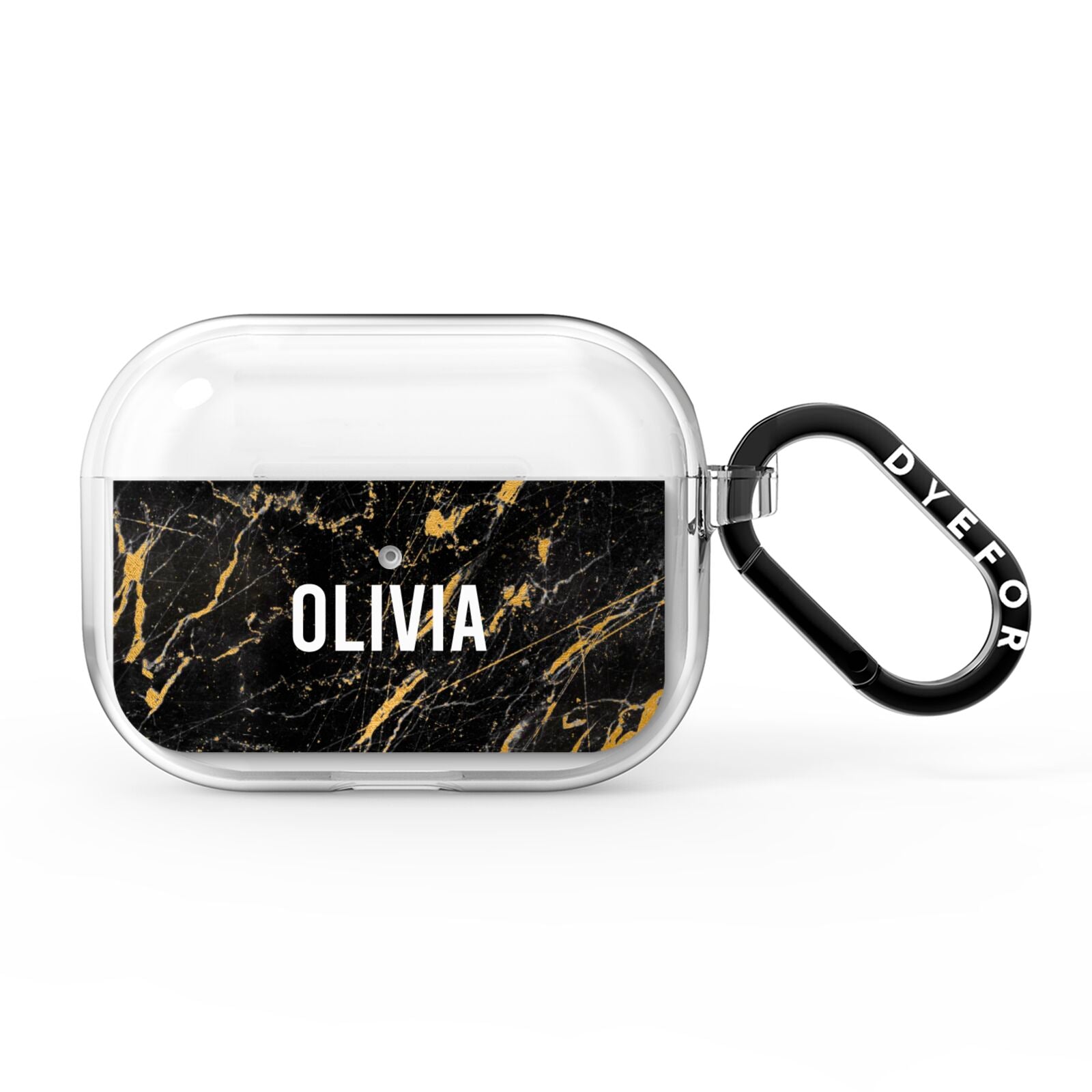 Personalised Black Gold Marble Name AirPods Pro Clear Case