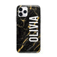 Personalised Black Gold Marble Name Apple iPhone 11 Pro Max in Silver with Bumper Case