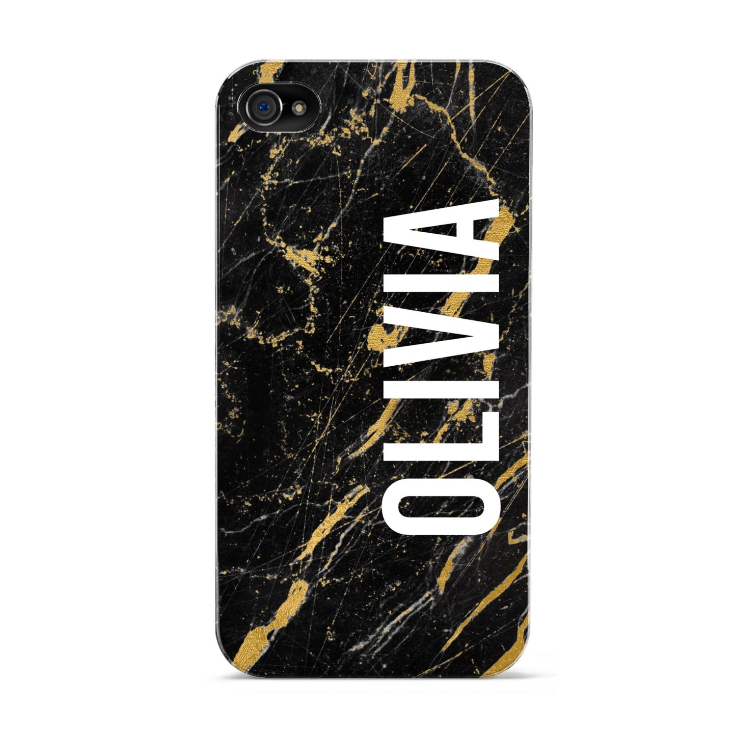 Personalised Black Gold Marble Name Apple iPhone 4s Case