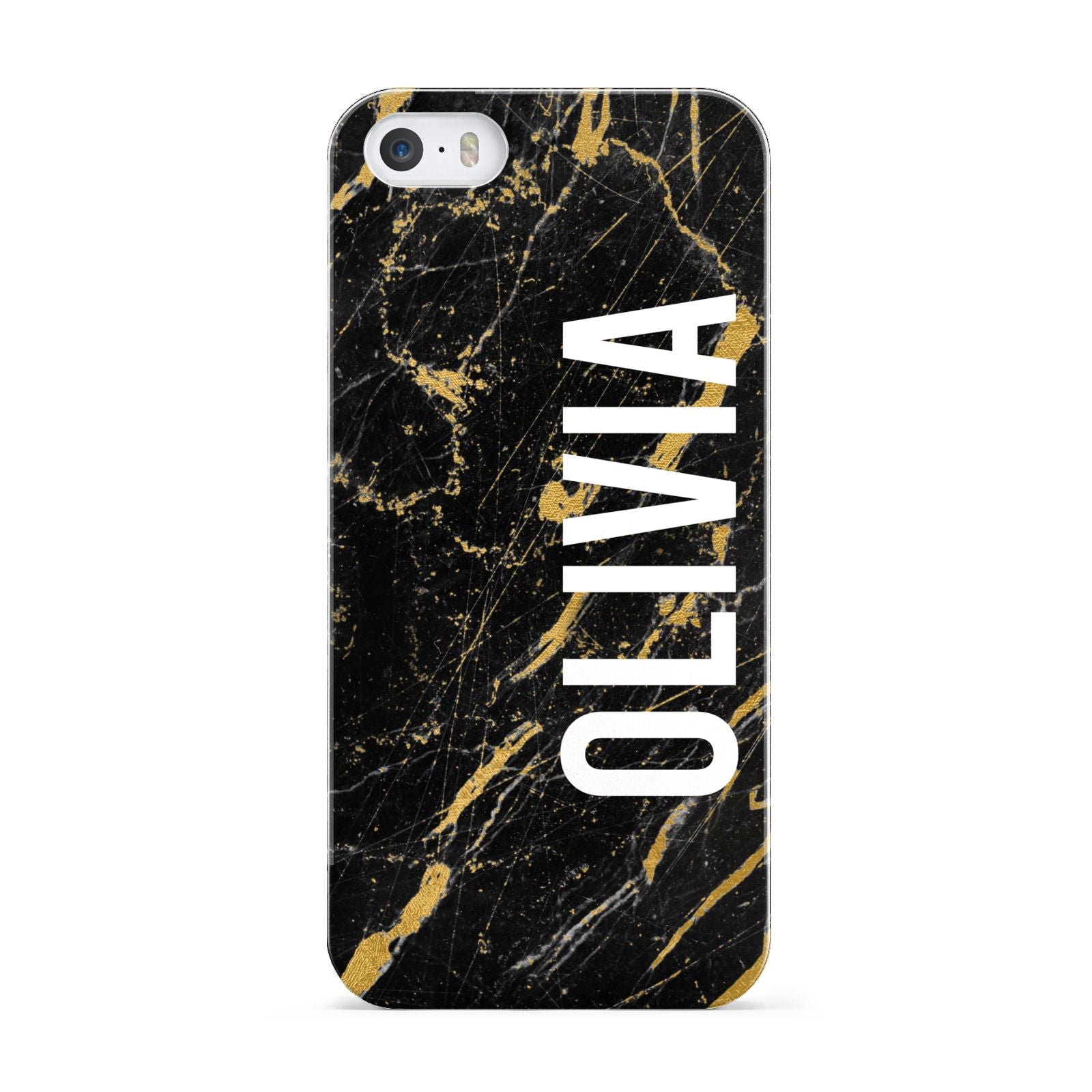 Personalised Black Gold Marble Name Apple iPhone 5 Case