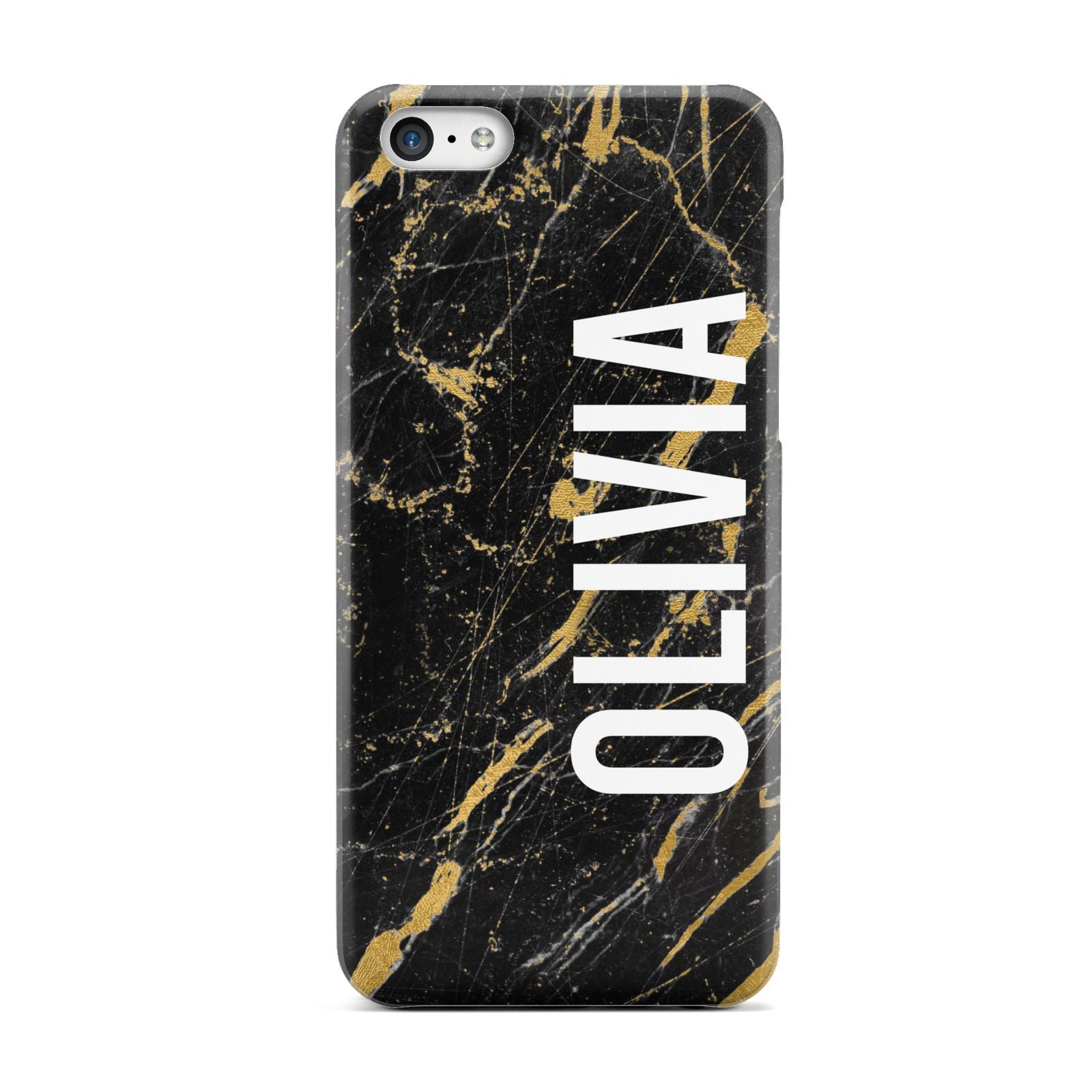 Personalised Black Gold Marble Name Apple iPhone 5c Case