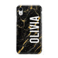 Personalised Black Gold Marble Name Apple iPhone XR White 3D Tough Case