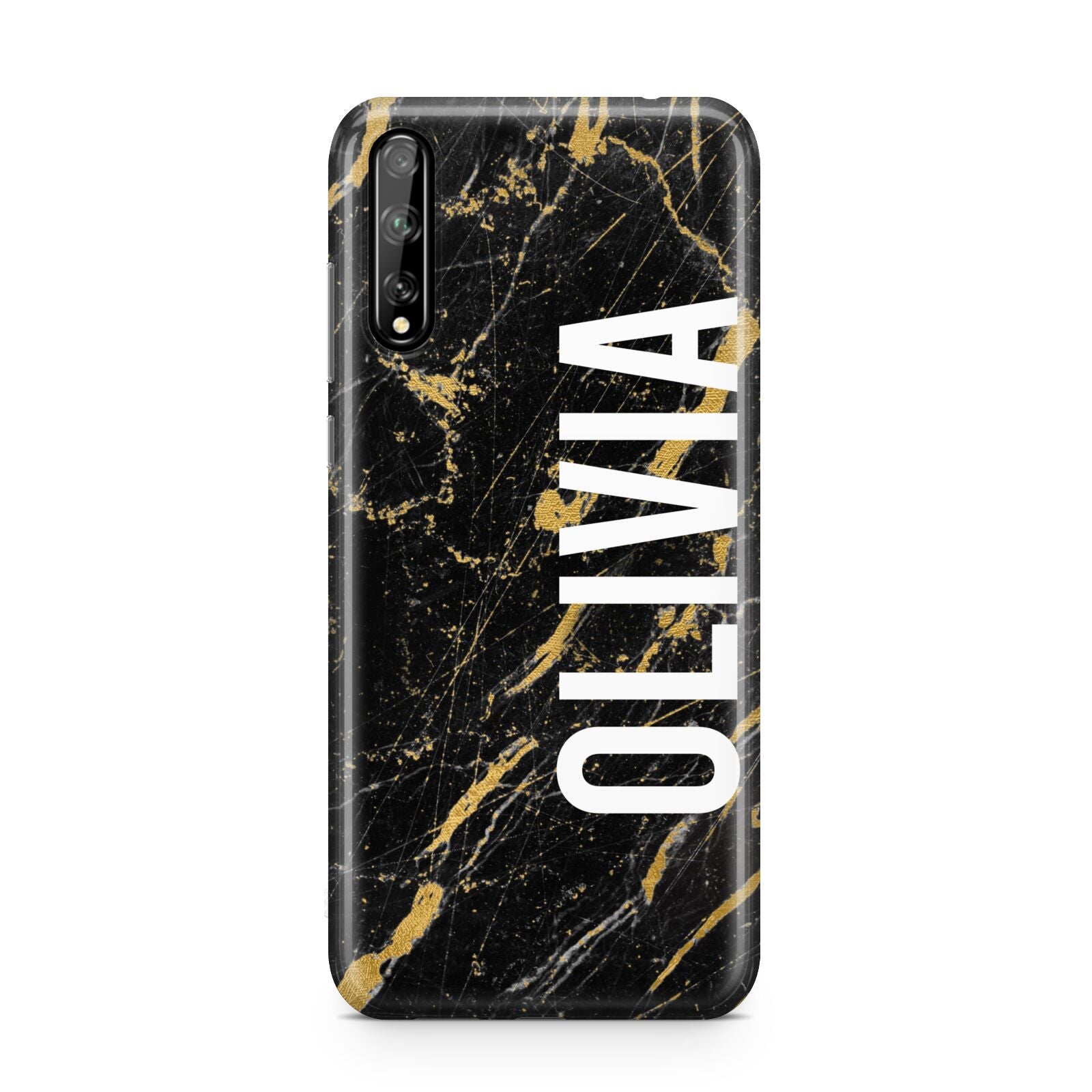 Personalised Black Gold Marble Name Huawei Enjoy 10s Phone Case