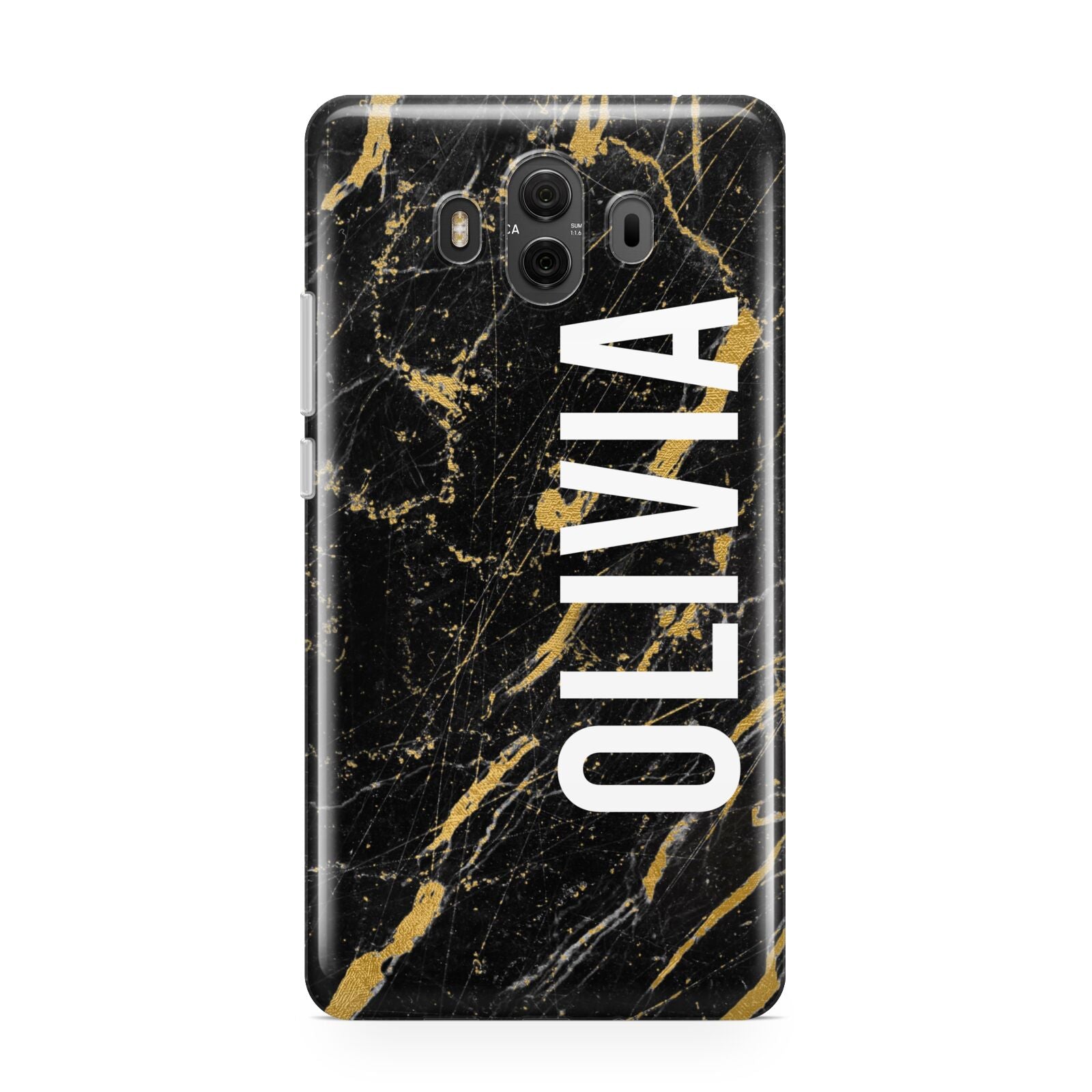 Personalised Black Gold Marble Name Huawei Mate 10 Protective Phone Case